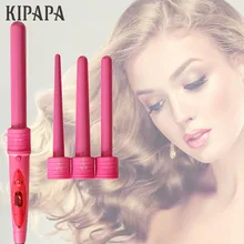 KIPAPA 4 в 1 Профессиональная палочка для завивки и щипцы для завивки волос с набором насадок 0,35 до 1 дюймов бигуди для волос двойного напряжения волнистый завиток для всех типов волос