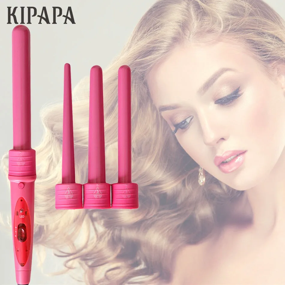 

KIPAPA 4 In 1 Professional Curling Wand and Curling Iron Set 0.35 to 1 Inch Dual Voltage Hair Curler Wave Curl for All Hair Type