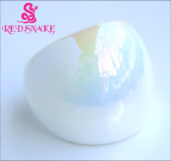 RED SNAKE Fashion Ring Handmade Pearl White texture glossiness Murano Glass Ring RED SNAKE Fashion Ring Handmade Pearl White texture glossiness Murano Glass Ring