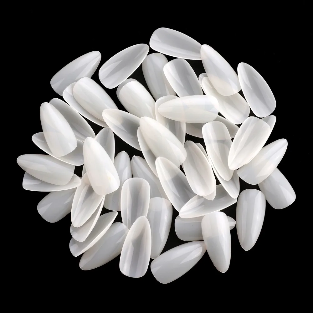 

Makartt 500 PCS Medium Stiletto False Nails Artificial Nail Tips 10 Sizes Full Cover Sharp Fake Nails Clear For Gel Polish