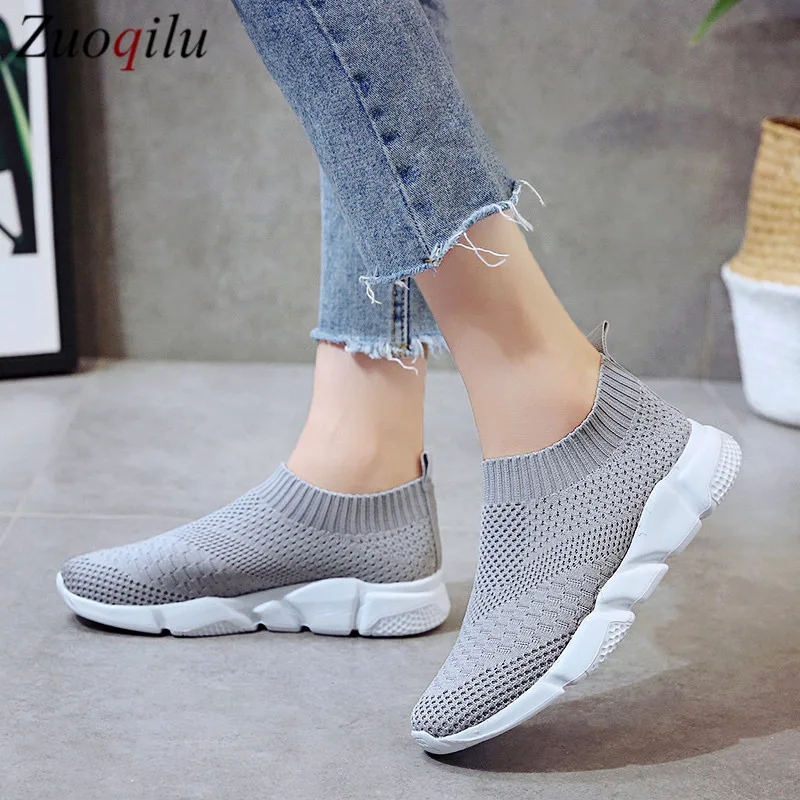 

women casual shoes breathable mesh flat shoes women sneakers flat shoes women 2019 slip on loafers women big size white black