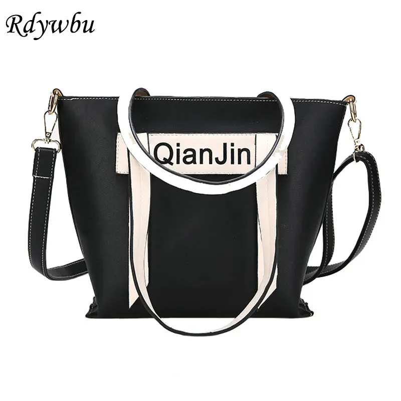 

Rdywbu High Quality Letters Printing Shoulder Bag Women's Fashion Spring PU Leather Tote Handbag Girls Crossbody Travel Bag B432