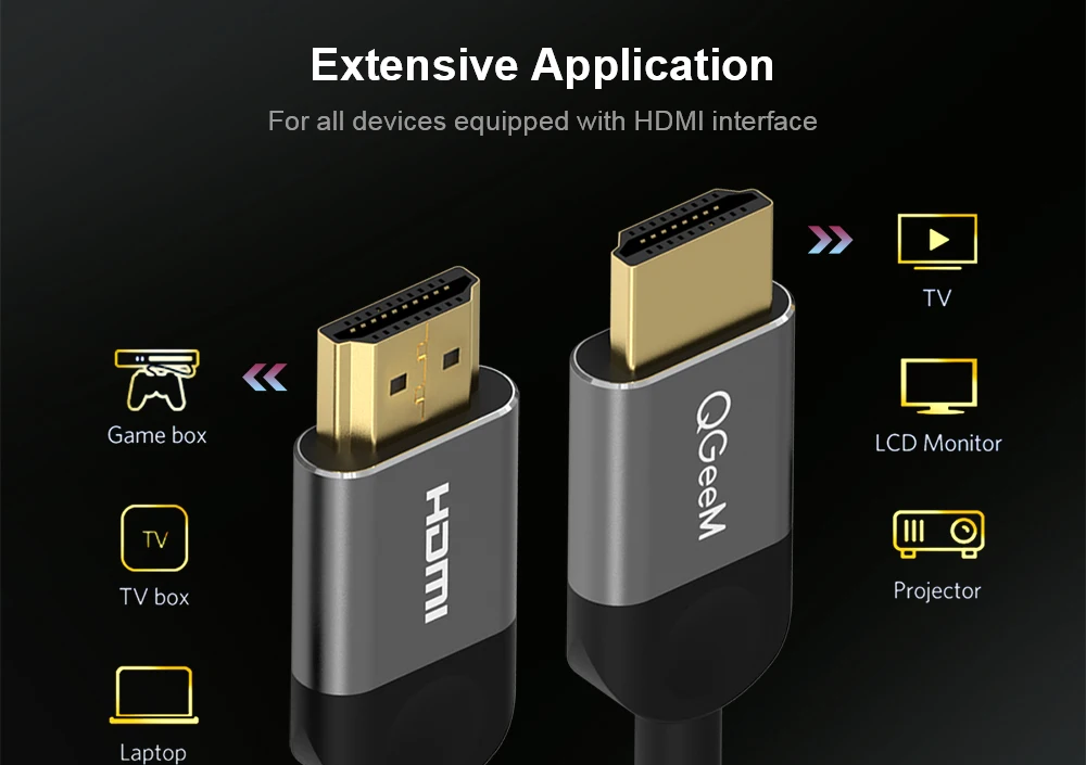 QGEEM HDMI кабель HDMI в HDMI 2,0 кабель 4K для проектора Xiaomi, Zend переключатель PS4 TV TVBox xbox 360 1 м 2 м 5 м кабель HDMI