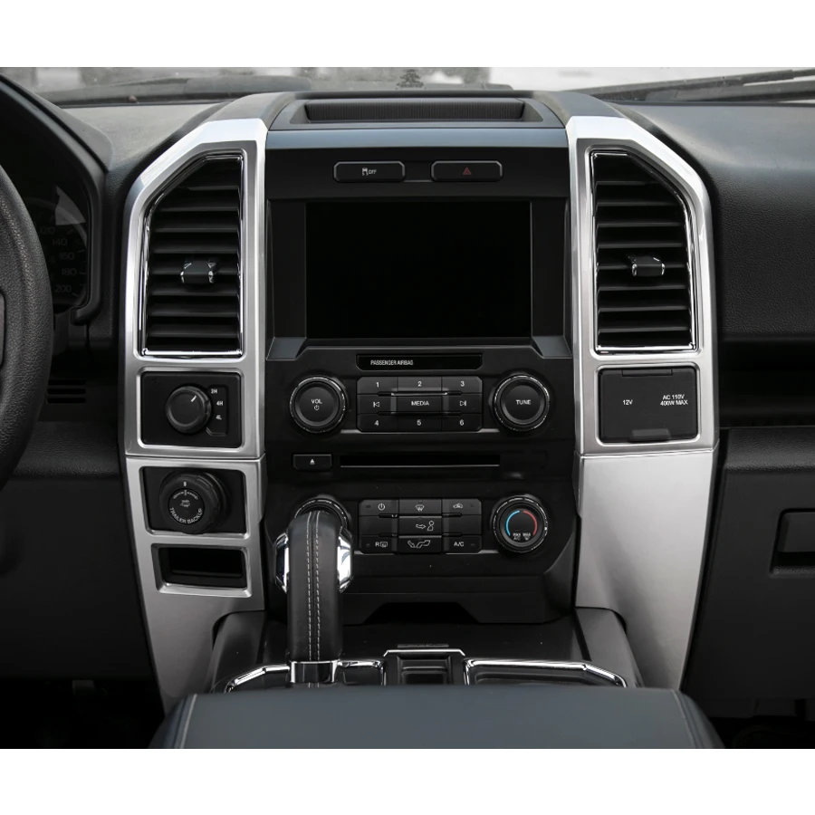 

YAQUICKA 4Pcs/set Car Interior Central Console Air Outlet Vent Panel Cover Trim Styling Sticker For Ford F150 2015+ LHD ABS