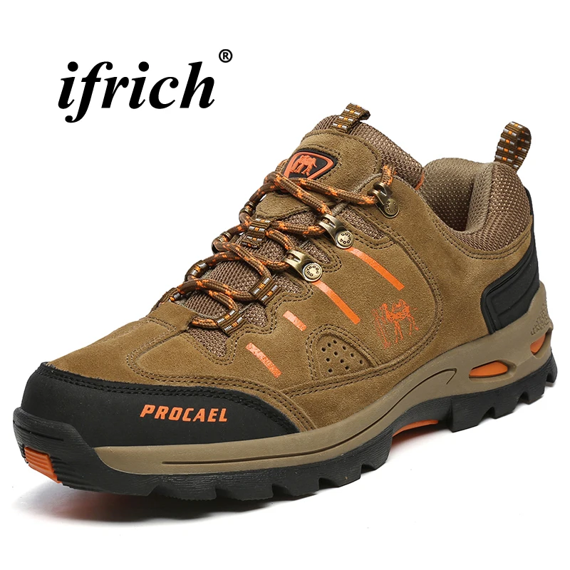 Man Hiking Shoes Army Green Khaki Climbing Shoes Man Spring Autumn Man Tactical Sneakers Rubber Bottom Anti-slip Mountain Shoes