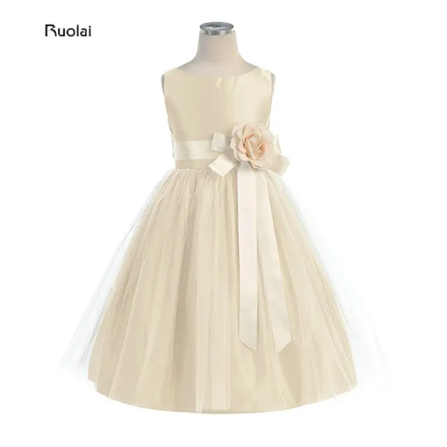 Champagne Vintage Flower Girl Dress