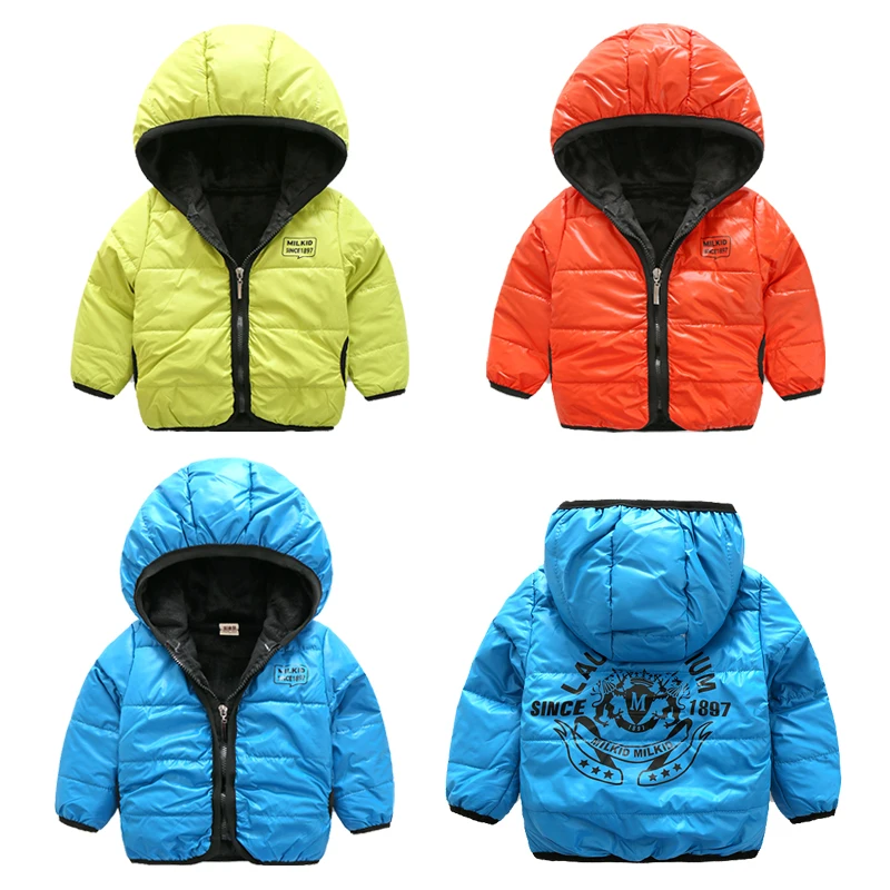 

Boys child fleece jacket 2017 winter baby boys thickening sports jackets hooded solid color boys coats
