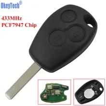 OkeyTech 433MHz ID46 PCF7947 Chip 3 Button Car Remote Key Fob For Renault /Kangoo II /Clio III Auto Replacement Keyless Alarm