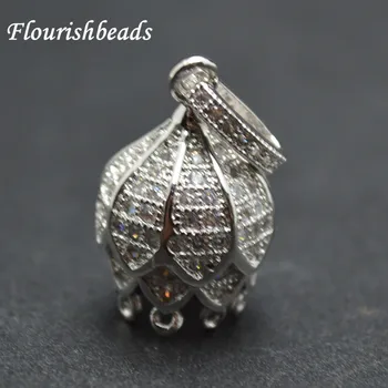 

10X17mm Multi Holes Flower Pastel Shape Metal Copper Tassel Bead Caps Paved Zircon Beads Jewelry Findings