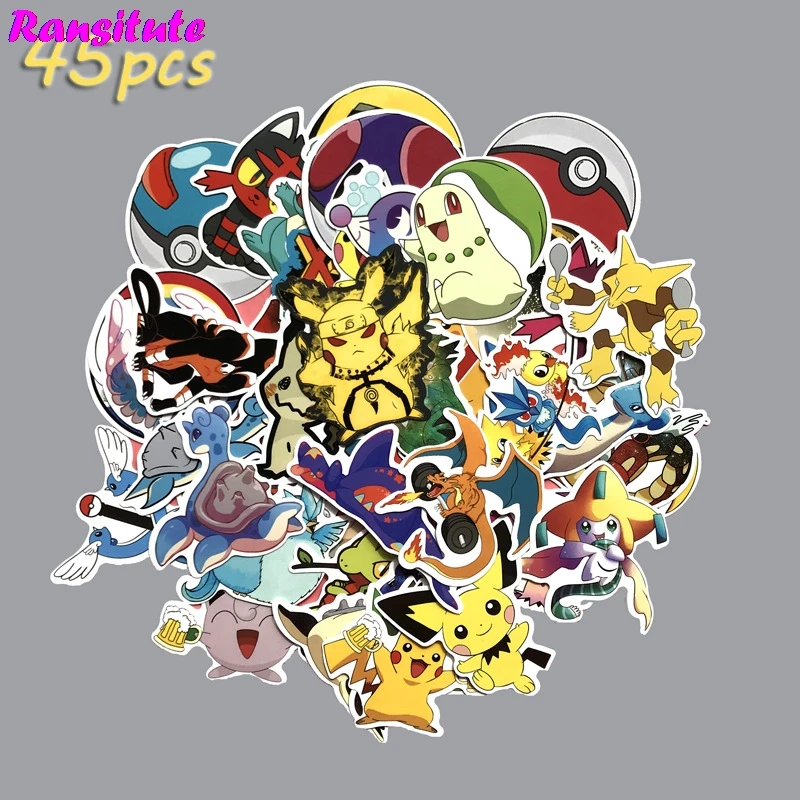 

R260 45pcs/set Pokemon PVC Waterproof Fun Sticker Toy Luggage Sticker Motorcycle and Luggage Notebook Sticker