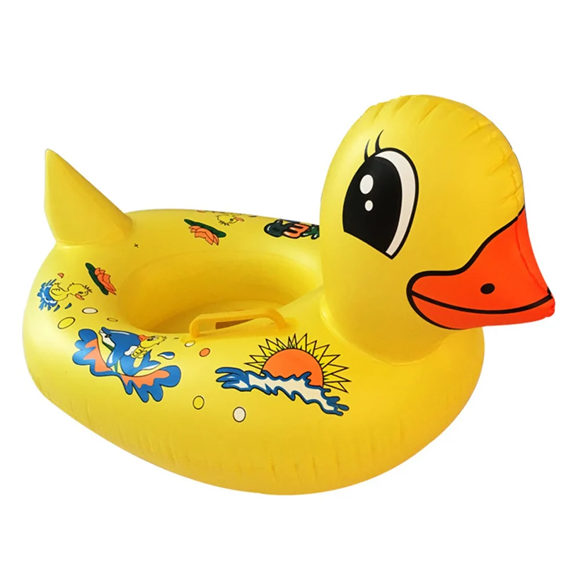 Единорог плавает детский бассейн надувные Мультяшные животные водные развлекательные игрушки кольца жизни буй сохранить ручка для сиденья пляж - Цвет: duck
