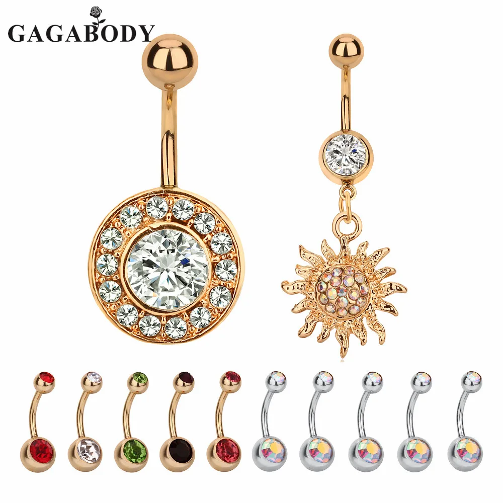 GAGA 2017 Wholesale 1 Set Stainless Steel Navel Ring Mixed Belly Button