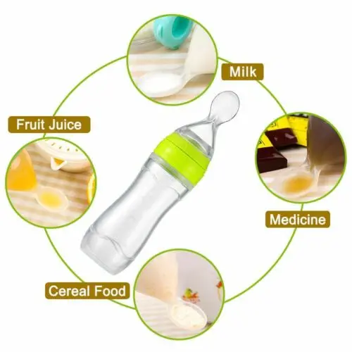 New Infant Toddler Nipple Pacifier Baby Feeding Tool Milk Bottle With Spoon Silicone Unique Spoon Lid food Supplement Hot Sale