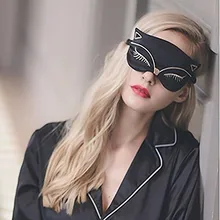 Шелковая маска для сна, двусторонняя сглаживающая шелковичный Шелковый глаз, регулируемый ремешок, сексуальная лиса кошка для путешествий, расслабление, ворс, мода