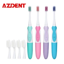 AZDENT New Professional Electric Toothbrush with 2pc Different Type Replacement Heads Dual Clean Cross Action Teeth Tooth Brush