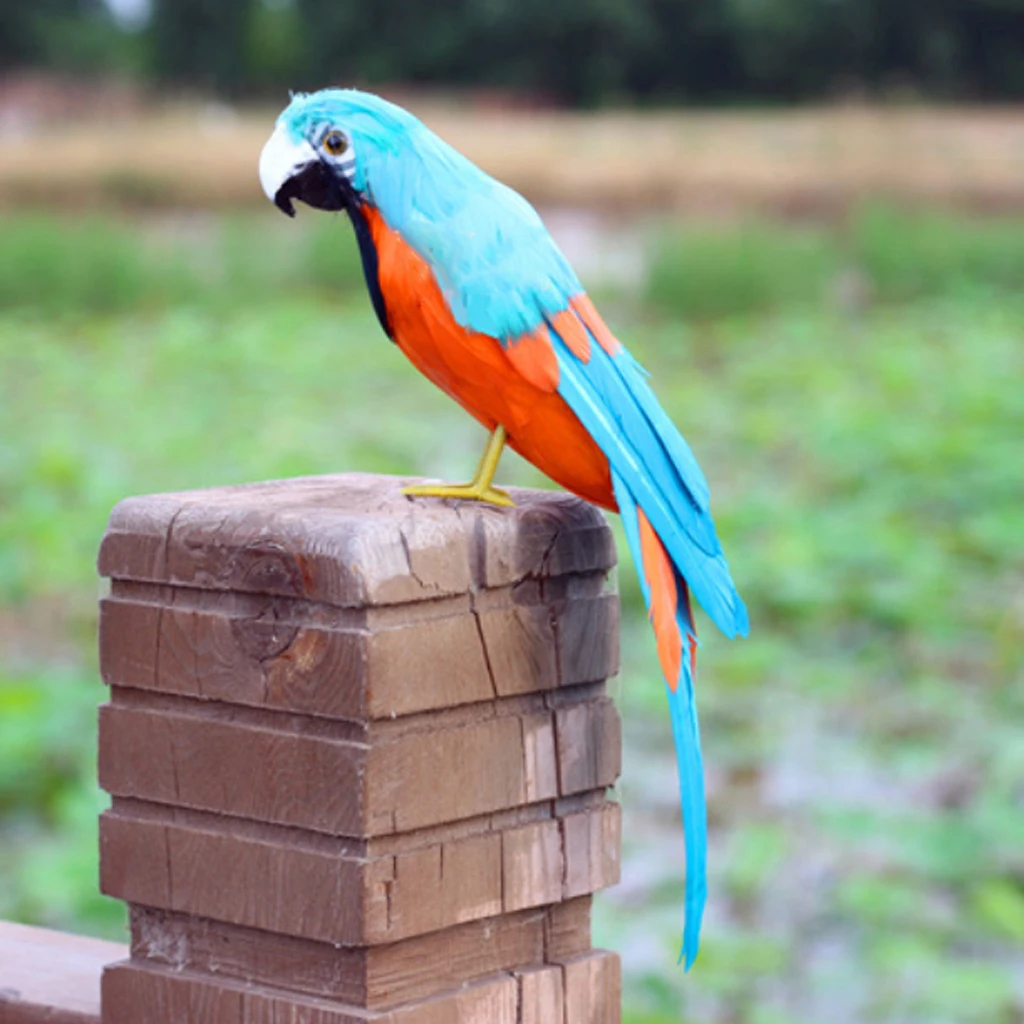 Simulation Parrot Model Artificial Feather Bird Animal Figurine Home Garden Sculptures Yard Law Ornament Decor Fancy Dress Party