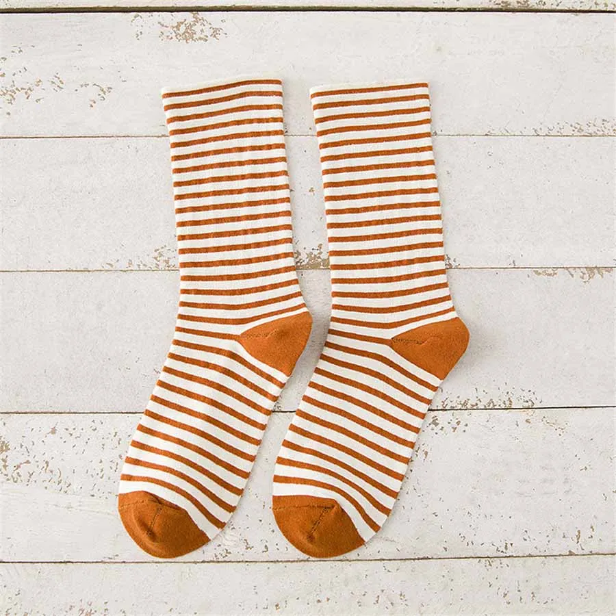 1 Pair Women Socks New Autumn Winter Japanese Fashion Harajuku Colorful Striped Socks Medias Cotton Thick Warm Long Funny Socks support socks for women Women's Socks