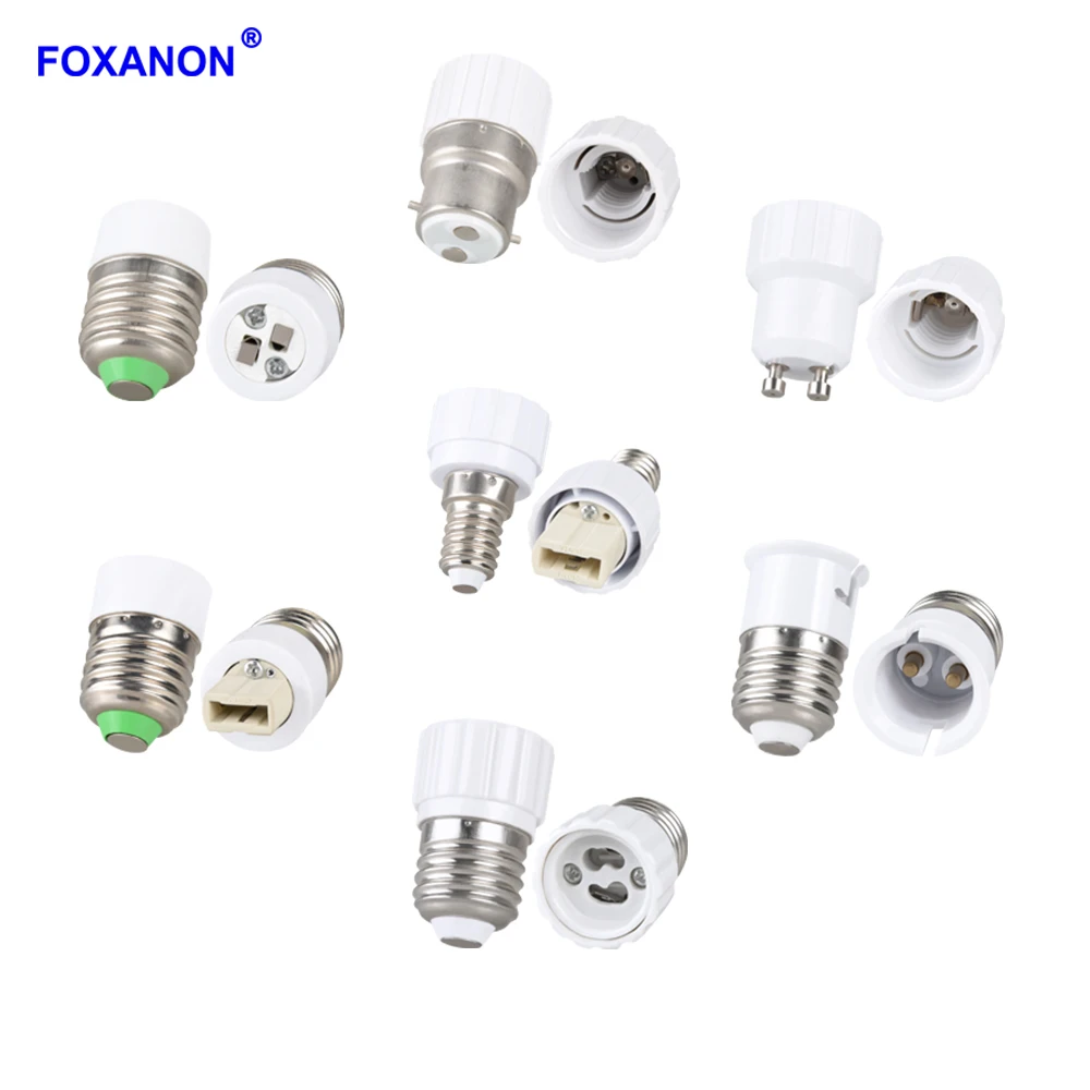 

Foxanon 110V 220V E27 To GU10 E14 To E27 E14 To E12 E27 To 2E27 Light Holders Converter Socket Adapter lampholders For LED Bulb