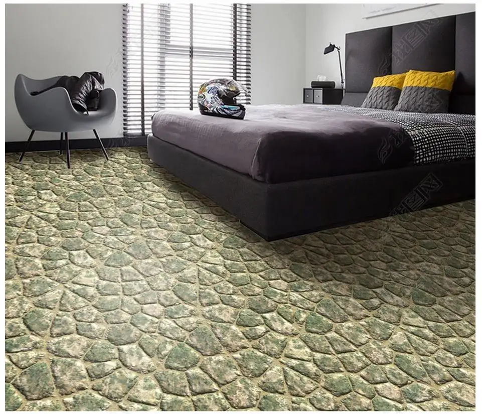 

custom 3d flooring Waterproof self-adhesion murals Moss stone floor stickers decorative wallpaper living room wall decoration