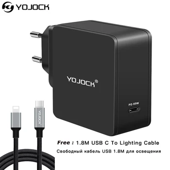 

YOJOCK 60W USB C Wall PD Charger Adapter with Power Delivery for Apple MacBook/iPhone X with Type C to Lighting Charging Cable