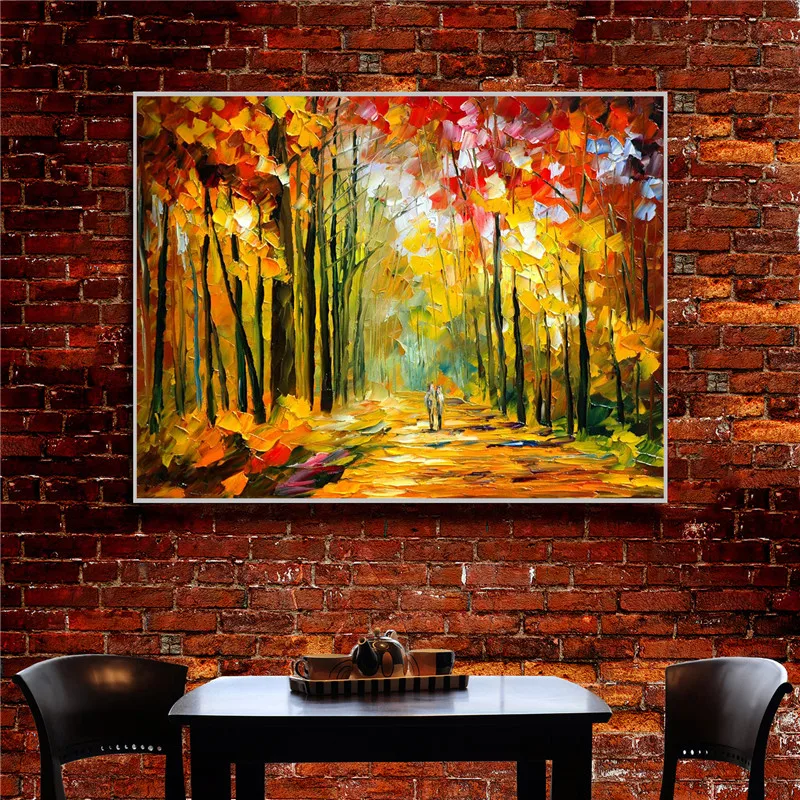 

Wall decor Autumn sunshine walking in forest canvas painting modern art paintings for living room wall poster FL3-063