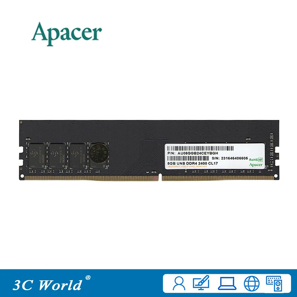

Apacer DDR4 RAM 8GB 4GB 2400MHz DIMM Desktop Memory Support Motherboard DDR4 288pin 1.2V