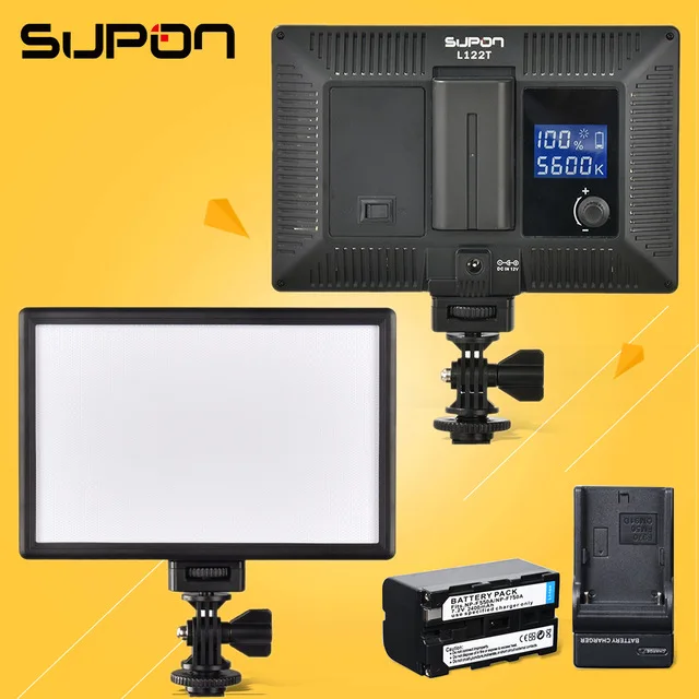 SUPON L122T LED 3300K 5600K Ultra thin LCD Bi Color Dimmable Studio Video Lamp Panel fr