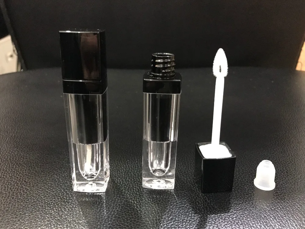 

Capacity 5ml 100pcs/lot DIY Empty eyelash transparent black lipgloss tubes