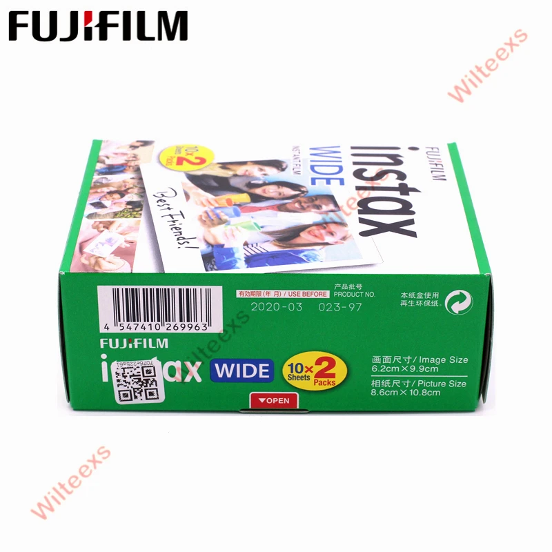 5 шт. для Fujifilm Instax Wide пленка простая кромка двойная упаковка версия(всего 100 фото) мгновенная пленка для камеры 200 210