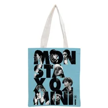 Monsta X сумки Корея-поп печать холст сумка многоразовые складные холщовые женские сумки 30x35 см на заказ Ваш образ