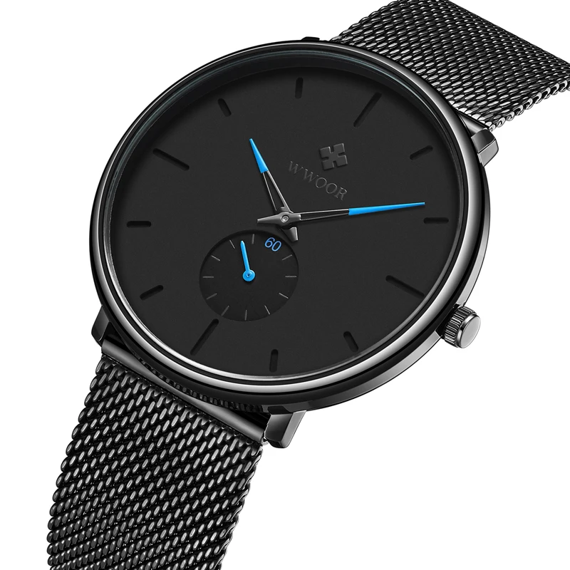 Men Watch 2019 Top Brand Luxury WWOOR Fashion Slim Black Men's Wrist Watches Waterproof Sport Quartz Wristwatch Man Watches 2019 (4)