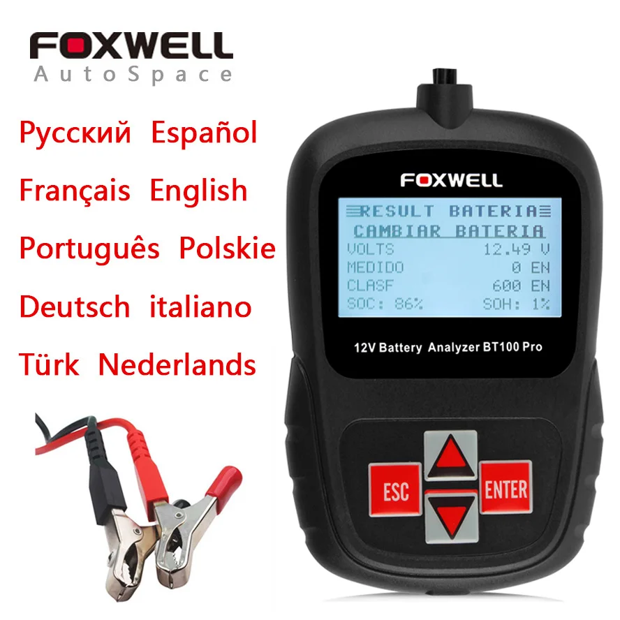 Special Price Foxwell BT100 Pro 12V 1100CCA Car Battery Tester Analyzer Tool BT-100 Automotive 12 Volt Charging System Load AGM Test BT 100