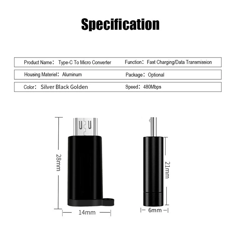 Type C To Micro USB Adaptores Phone Converters Type-C Female To Micro USB Male 2A Fast Charging With keychain Support Drop Ship