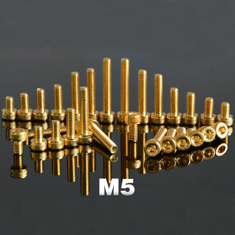 M5x(6/8/10/12/14/16/20/25/30mm Length) Titanium Plating Gold Allen Screw Cylindrical Cup Head Hexagonal Bolts | Обустройство дома