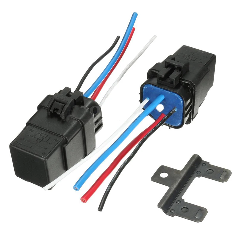 2x Waterproof Integrated Automobile Relay 12V DC 40A 4PIN AUTO CAR RELAY Socketin Cables