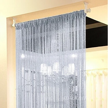 silver Занавеска на дверь, 100 см X 200 см, блестящая кисточка, мигающая линия, занавеска на дверь, окно, балдахин, декоративная занавеска для вечеринки, спальни, свадьбы - Цвет: silver