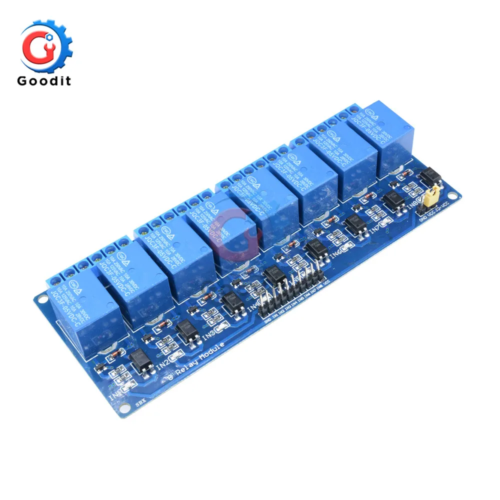 8 канальный релейный модуль постоянного тока 5 В для Arduino Raspberry Pi DSP AVR PIC ARM с защитой
