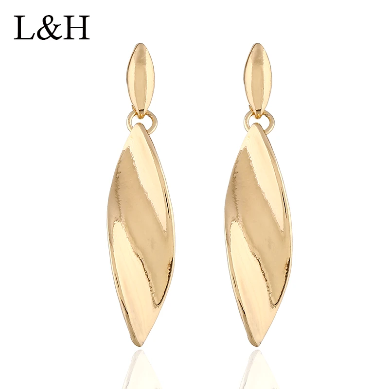 2018 New Simple Gold Silver Color Leaf Drop Earrings Women Fashion Statement Party Jewelry boucle d'oreille | Украшения и