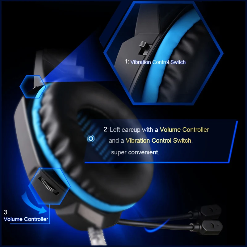 Игровые наушники KOTION G1100 вибрации Функция профессиональная игровая светящиеся