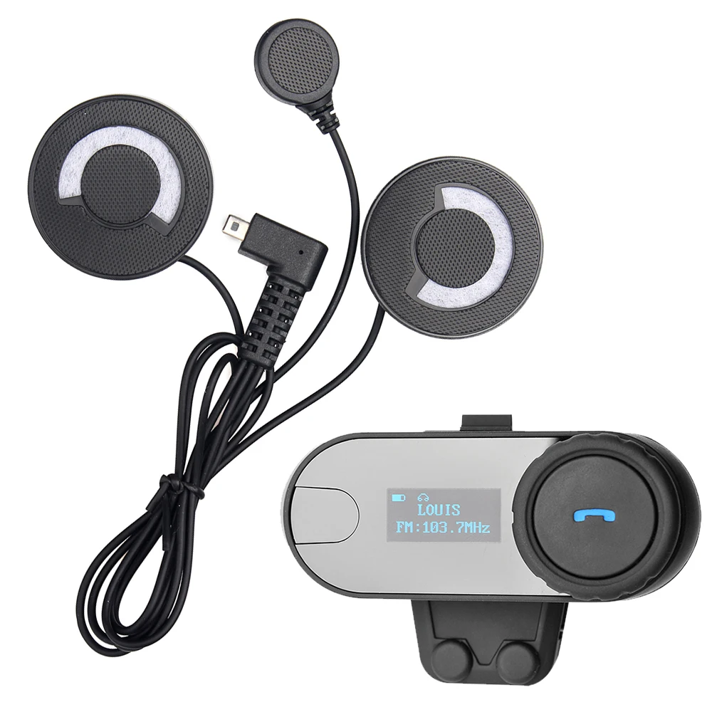 New BT Helmet Bluetooth Interphone Motorcycle Headset Intercom with LCD Screen FM Radio for 3 Rider