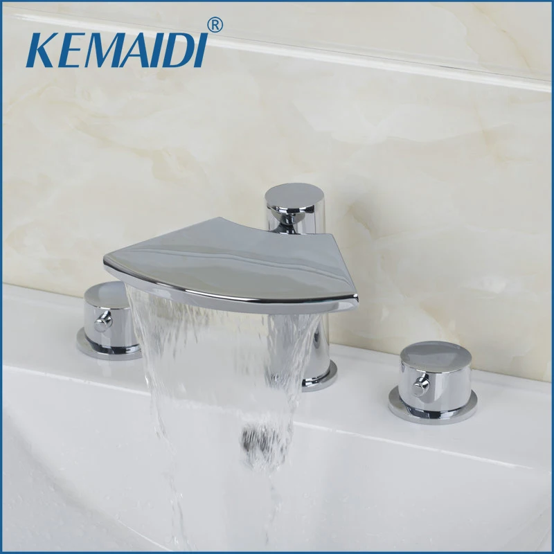 KEMAIDI Bathtub Bathroom Faucet 32C 2 Handles Taps Waterfall Faucets,Mixers & Taps Bathtub Mixer Chrome Finished Good Quality KEMAIDI Bathtub Bathroom Faucet 32C 2 Handles Taps Waterfall Faucets,Mixers & Taps Bathtub Mixer Chrome Finished Good Quality