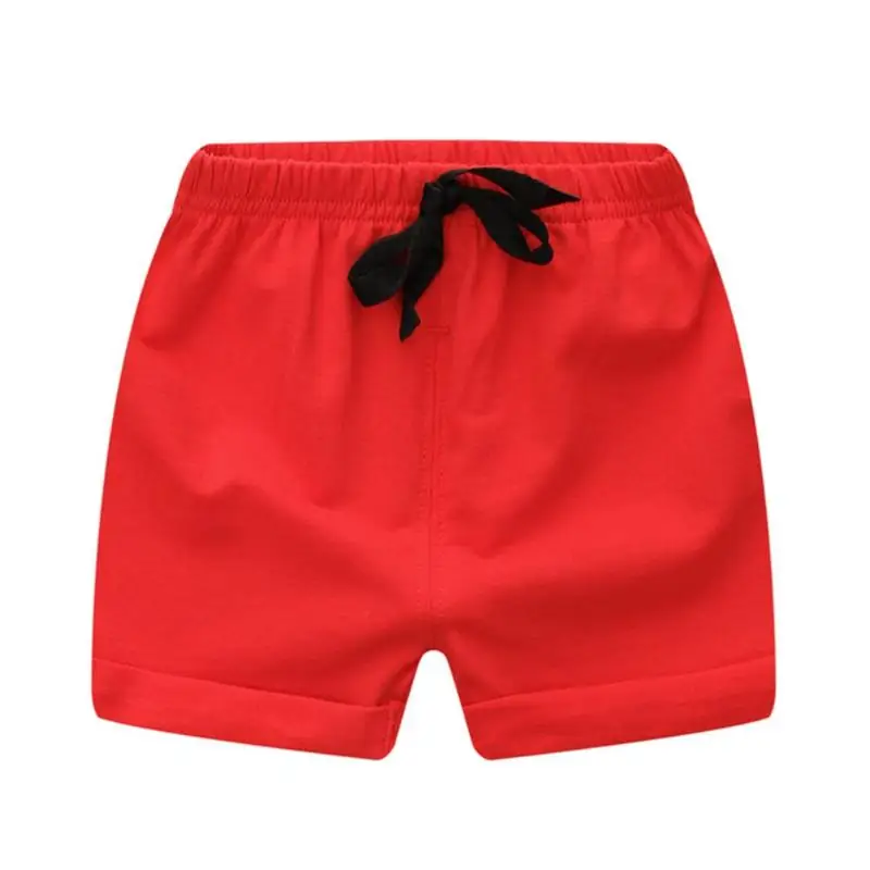 Детские шорты из хлопка для Мальчиков пляжные спортивные короткие штаны Летние Повседневное Эластичный шнурок на талии Костюмы - Цвет: Красный