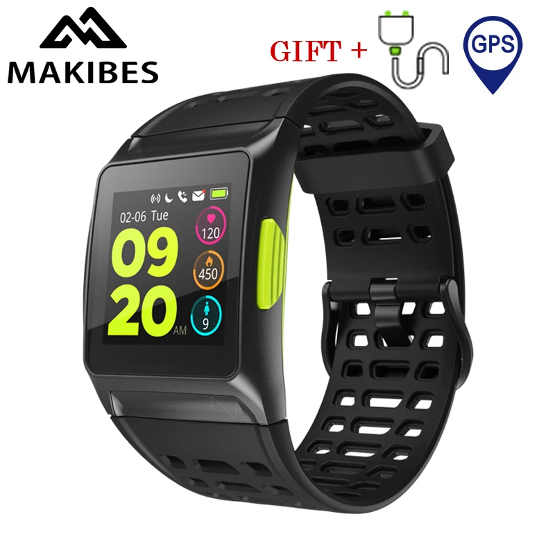 

Makibes BR1 GPS Bluetooth Sports Fitness watch IP67 Waterproof IPS color screen Dynamic Heart rate tracker Strava Smart Watch