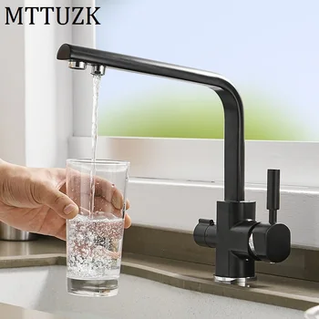 

MTTUZK 360 Degree Rotation Brass Drinking Filtered Water Kitchen Faucet 3 Way Water Mixer Tap Solid Brass Kitchen Sink Tap Crane
