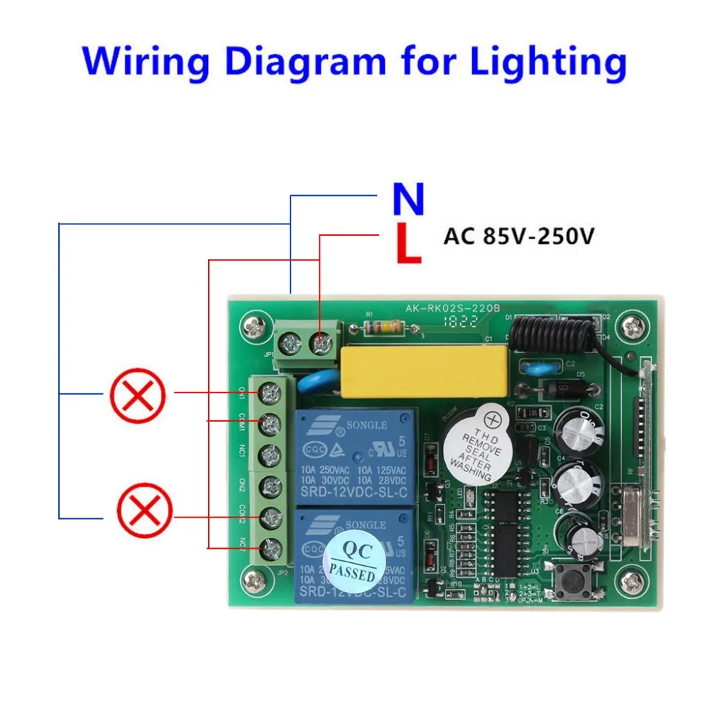 KR2202-4 переключатель дистанционного управления AC 220V 2CH релейный модуль приемника+ 2 шт. RF 433Mhz беспроводной пульт дистанционного управления s