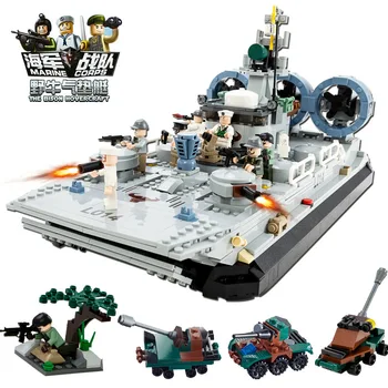

GUDI Military Series Marine Corps Warship Bison hovercraft Model Building Blocks sets Bricks Educational Toys for Children gifts