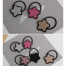 Bonito Dos Desenhos Animados Adorável cinco estrelas Faixas de Borracha Elásticas Laços de Cabelo Corda Elástica Mulheres Rabo de Cavalo Titular Acessórios para o Cabelo Meninas