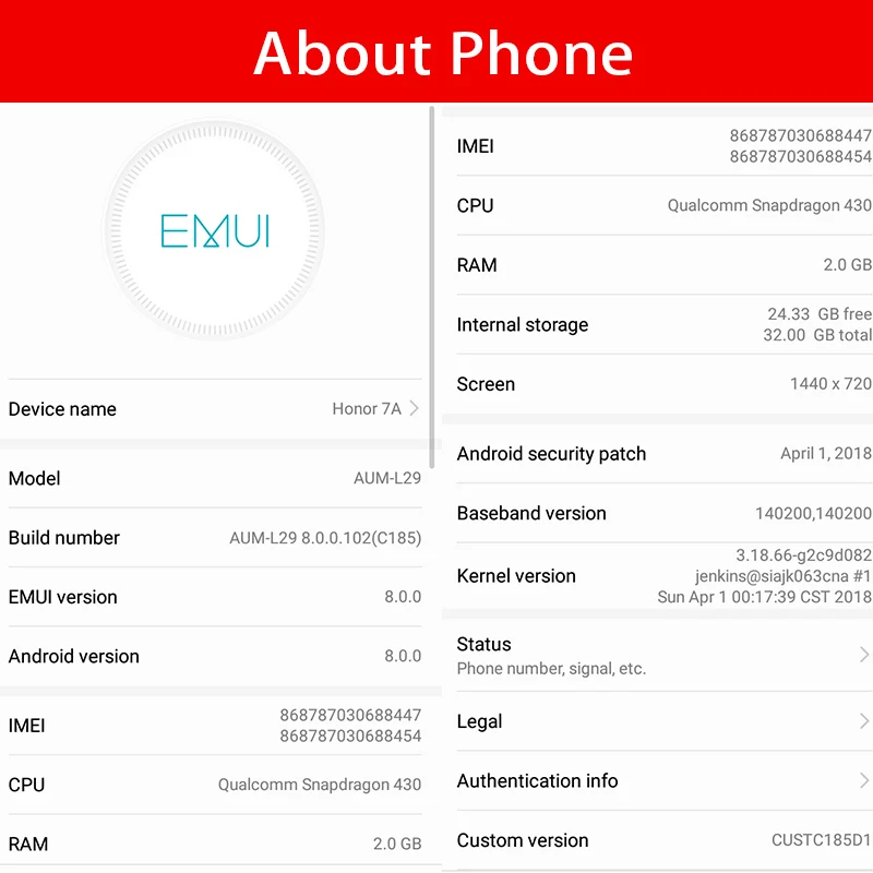 Huawei Honor 7A Play смартфон 2 ГБ 32 5 7 &quotSnapdragon 430 Android 8 0 Octa Core 13MP камера 3000 мАч Face ID