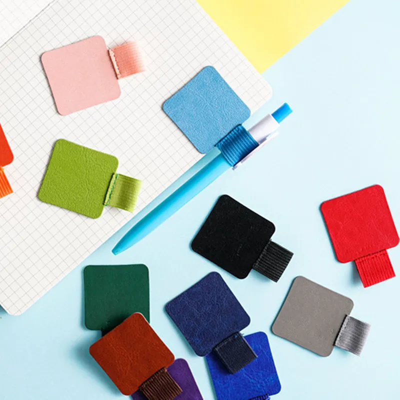 

Creative Leather Self-adhesive Pencil Clip Sticker Universal Pen Holder for Notebook Journals Clipboards