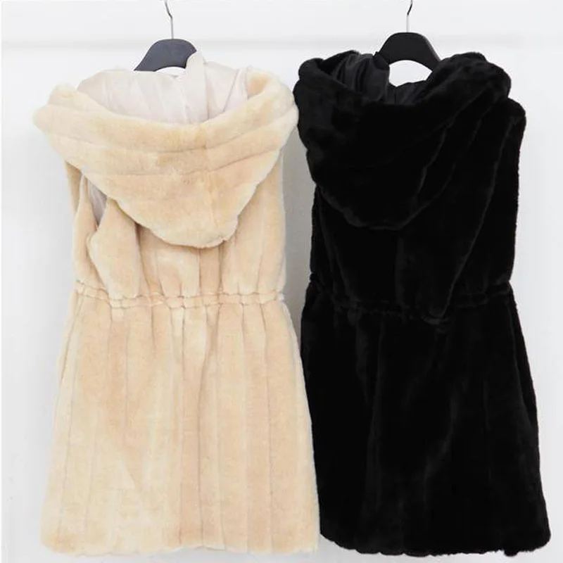7Xl 6XL женский жилет из искусственного меха зимнее теплое меховое пальто верхняя одежда теплая Женская куртка длинный меховой жилет топы DA343